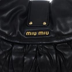 Pre Owned Miu Miu Black Coffer Matelasse Leather Hobo