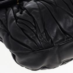 Pre Owned Miu Miu Black Coffer Matelasse Leather Hobo