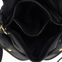 Pre Owned Miu Miu Black Coffer Matelasse Leather Hobo