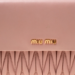Pre Owned Miu Miu Pink Matelasse Leather Clutch 