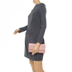 Pre Owned Miu Miu Pink Matelasse Leather Clutch 