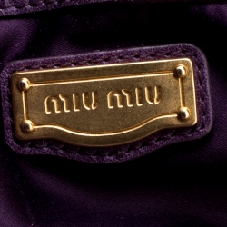 Pre Owned Miu Miu Purple Matelasse Leather Large Shopper Tote