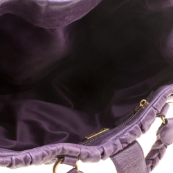 Pre Owned Miu Miu Purple Matelasse Leather Large Shopper Tote