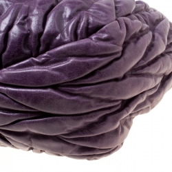 Pre Owned Miu Miu Purple Matelasse Leather Large Shopper Tote