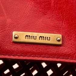 Miu Miu Red Perforated Leather Top Handle Bag