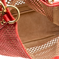 Miu Miu Red Perforated Leather Top Handle Bag