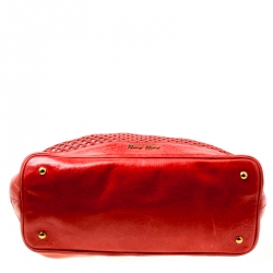 Miu Miu Red Perforated Leather Top Handle Bag