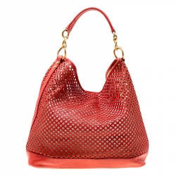 Miu Miu Red Perforated Leather Top Handle Bag