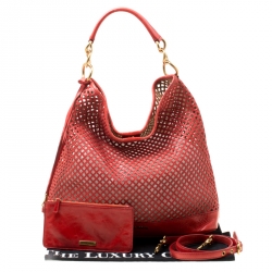 Miu Miu Red Perforated Leather Top Handle Bag