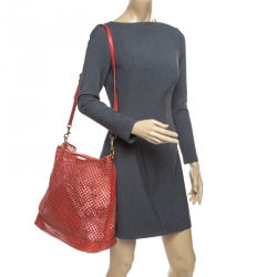 Miu Miu Red Perforated Leather Top Handle Bag