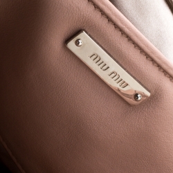 Pre Owned Miu Miu Pink Matelasse Nappa Leather Crystal Tote