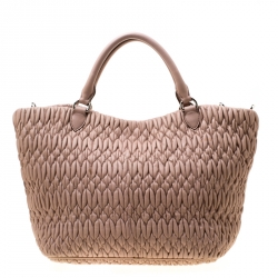 Pre Owned Miu Miu Pink Matelasse Nappa Leather Crystal Tote