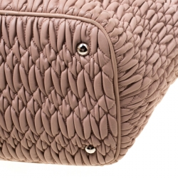 Pre Owned Miu Miu Pink Matelasse Nappa Leather Crystal Tote