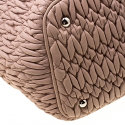 Pre Owned Miu Miu Pink Matelasse Nappa Leather Crystal Tote