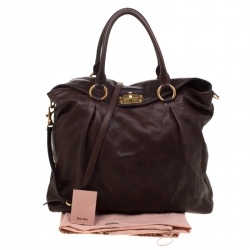 Miu Miu Brown Leather Shopping Tote