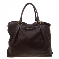 Miu Miu Brown Leather Shopping Tote