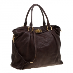 Miu Miu Brown Leather Shopping Tote