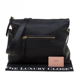 Miu Miu Black Leather Foldover Crossbody Bag 