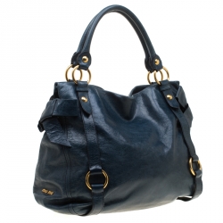 مملوكة مسبقًا Miu Miu Blue Leather Bow Tote