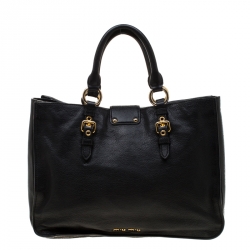 Miu Miu Black Leather Top Handle Bag 