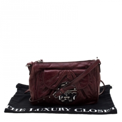 Pre Owned Miu Miu Burgundy Leather Crossbody Bag