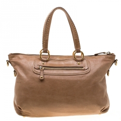 Miu Miu Beige Leather Studded Heart Charm Top Handle Bag