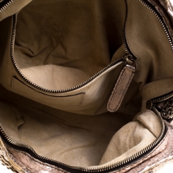 Zagliani Metallic Rose Gold Python Chain Shoulder Bag 