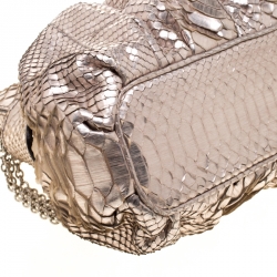 Zagliani Metallic Rose Gold Python Chain Shoulder Bag 