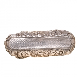 Zagliani Metallic Rose Gold Python Chain Shoulder Bag 