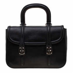 Pre Owned Miu Miu Black Leather Double Turnlock Crossbody Bag