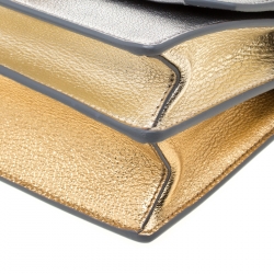 Pre Owned Miu Miu Silver/Gold Leather Madras Crossbody Bag