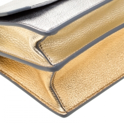 Miu Miu Silver/Gold Leather Madras Crossbody Bag
