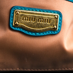 Miu Miu Turquoise Matelasse Leather Satchel