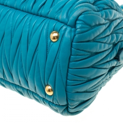 Miu Miu Turquoise Matelasse Leather Satchel