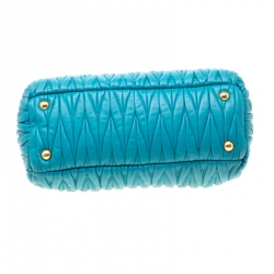 Miu Miu Turquoise Matelasse Leather Satchel
