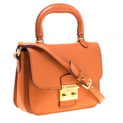 Pre Owned Miu Miu Orange Leather Madras Crossbody Bag