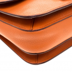 Pre Owned Miu Miu Orange Leather Madras Crossbody Bag