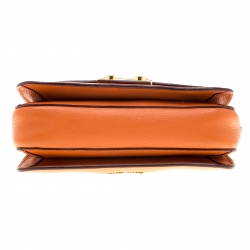Pre Owned Miu Miu Orange Leather Madras Crossbody Bag