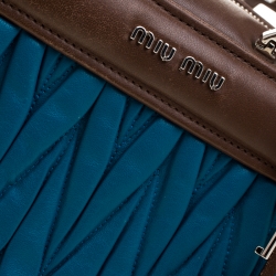 Miu Miu Blue/Brown Matelasse Leather RL107C Satchel