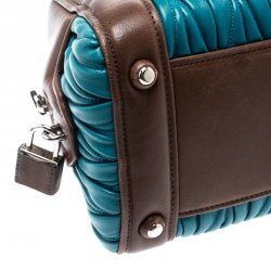 Miu Miu Blue/Brown Matelasse Leather RL107C Satchel
