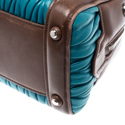 Miu Miu Blue/Brown Matelasse Leather RL107C Satchel