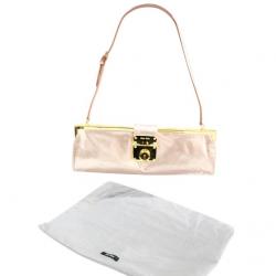 Pre Owned Miu Miu Metalic Pink Leather Baguette Bag