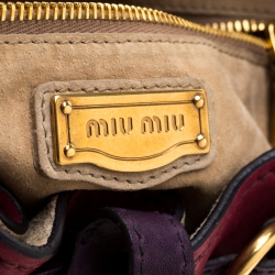 Pre Owned حقيبة ميو ميو افياتور جلد ثلاثية اللون