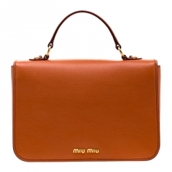 مملوكة مسبقًا Miu Miu Orange Leather Madras Crossbody Bag
