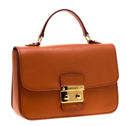 مملوكة مسبقًا Miu Miu Orange Leather Madras Crossbody Bag