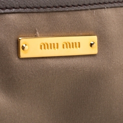 Miu Miu Grey Leather Madras Bowling Bag
