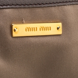 Pre Owned Miu Miu Grey Leather Madras Bowling Bag
