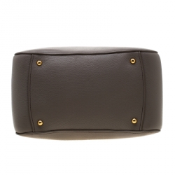 Pre Owned Miu Miu Grey Leather Madras Bowling Bag