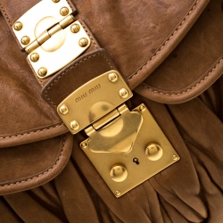 Miu Miu Brown Matelasse Leather Coffer Hobo