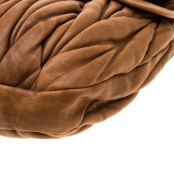 Miu Miu Brown Matelasse Leather Coffer Hobo